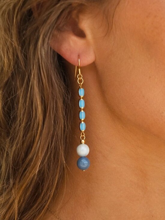 Jewelry - Porcelain & Aventurine Dangle Earrings – Coastal Grandmother, Boho Gold Jewelry